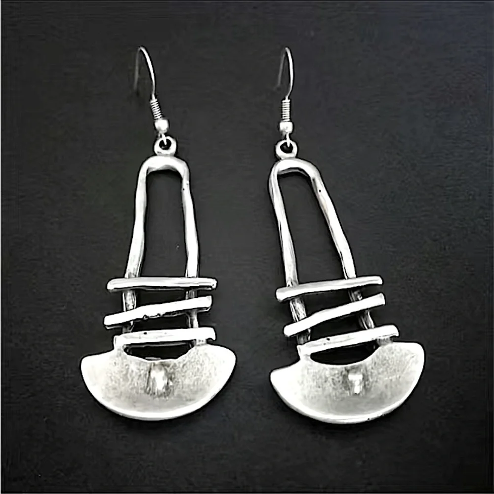 Geometric Bohemian Silver Irregular Vintage Dangle Earrings